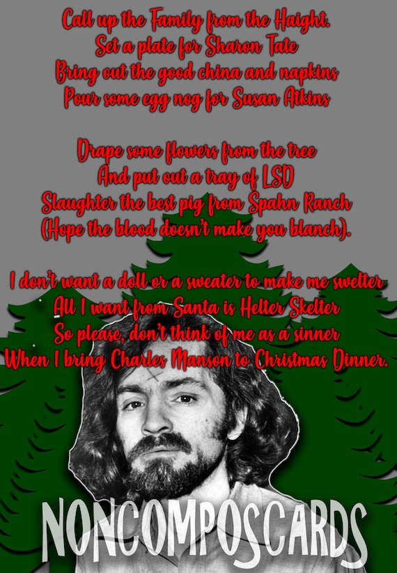 Carte De Noel De Charles Manson Etsy Carte De Noel De Charles Manson Etsy