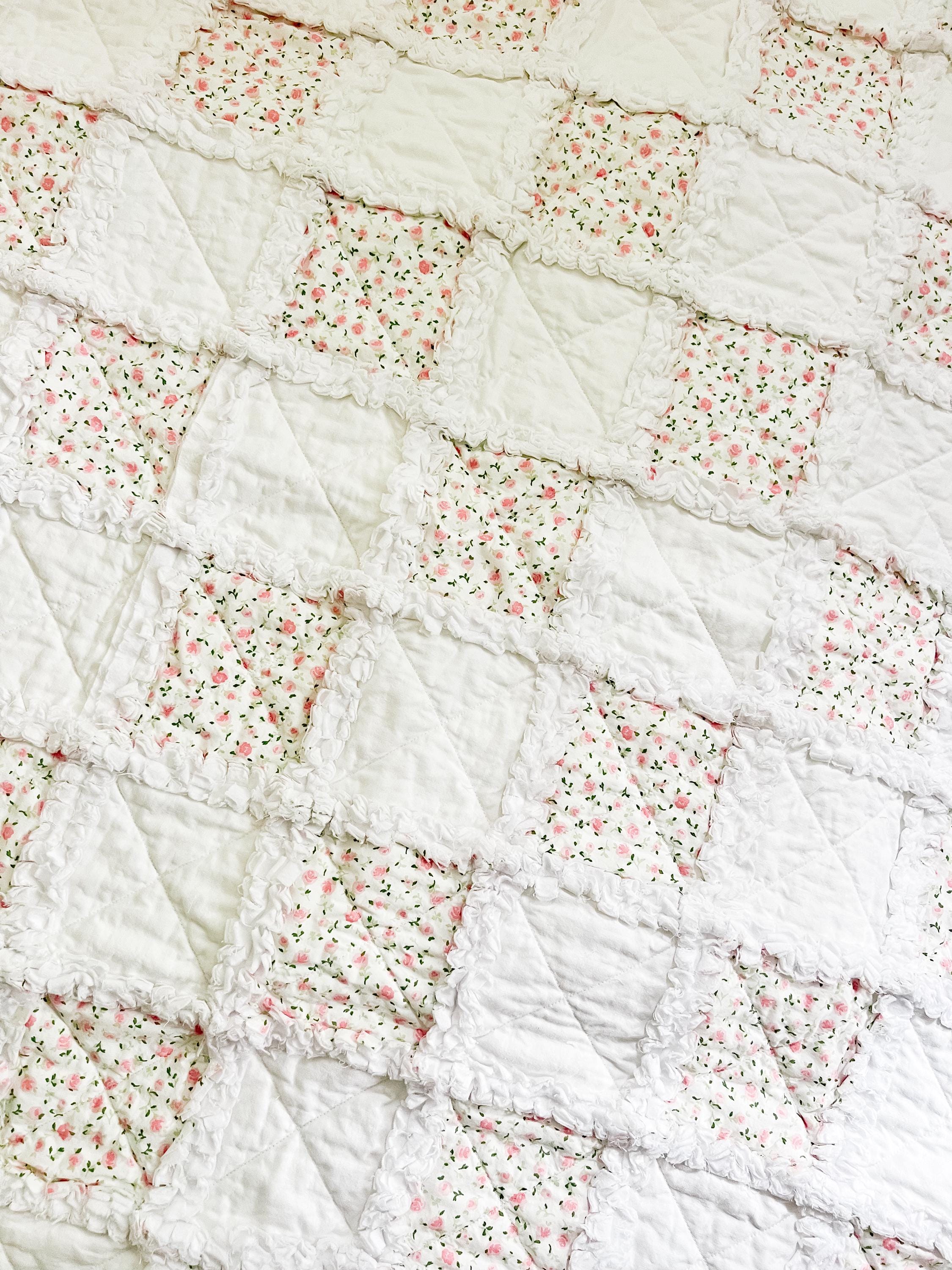 Shabby Rags Handmade Shabby Chic Floral Rag Quilt, Neutral Baby Crib Bedding - Etsy