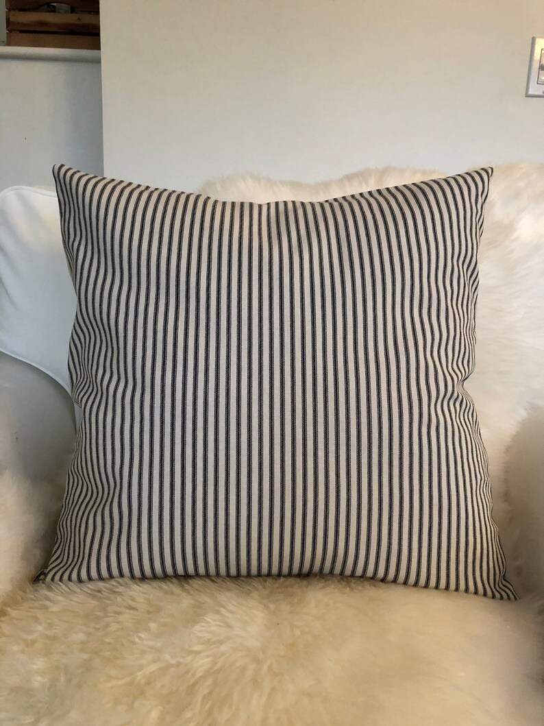 Black and White Ticking Pillow Cover Farmhouse Bedding Etsy