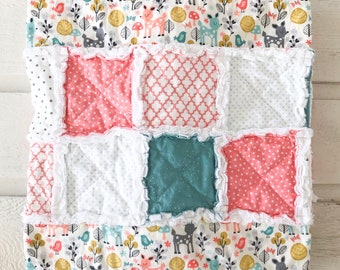 Baby rag quilt for sale, boy, girl, baby blanket, baby bedding, handmade, woodland nursery decor, crib quilt, gender neutral, raggygirl