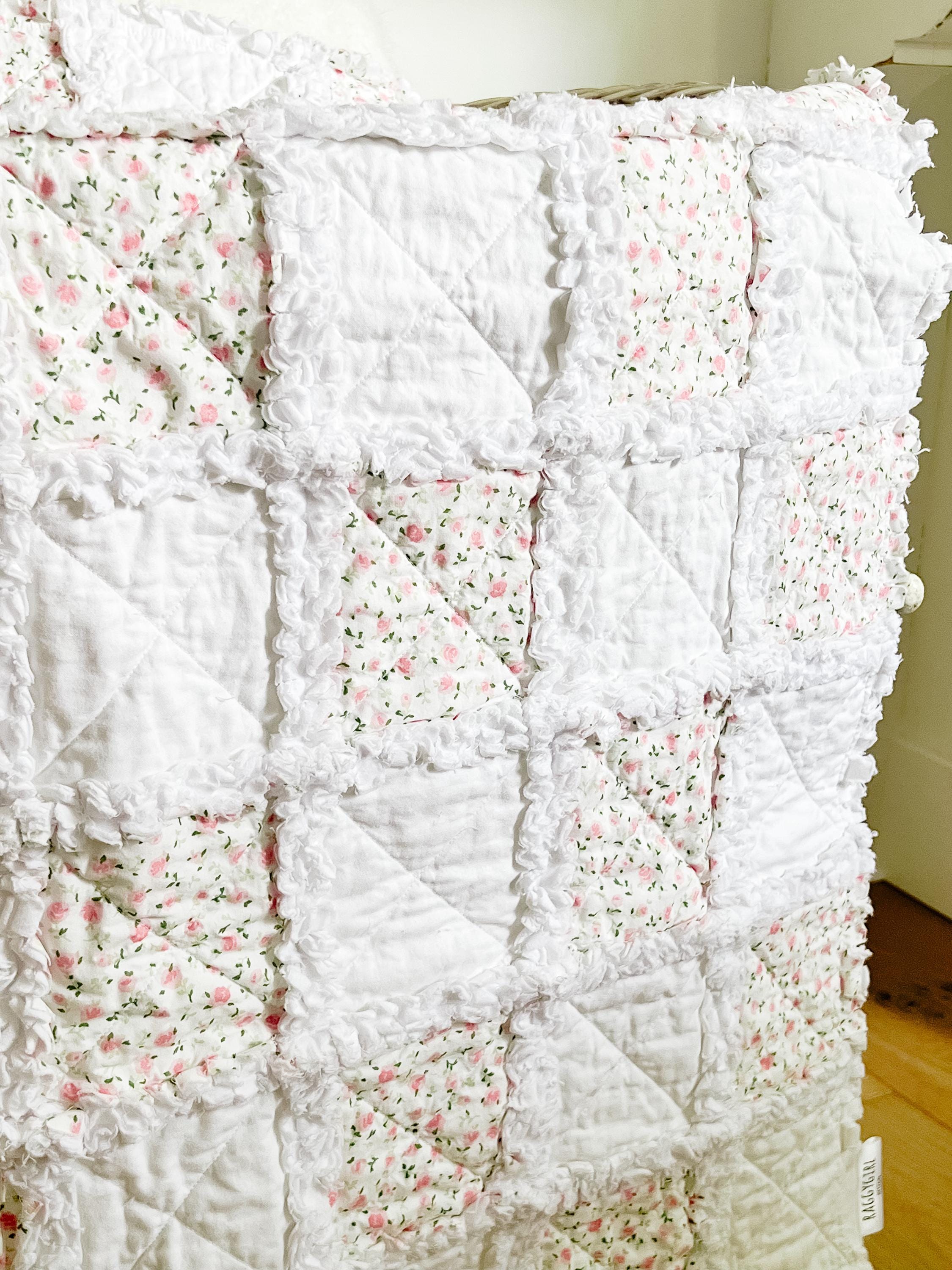 Shabby Rags Handmade Shabby Chic Floral Rag Quilt, Neutral Baby Crib Bedding - Etsy