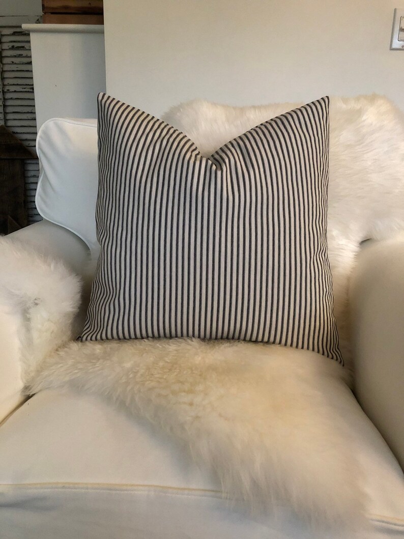 Black and White Ticking Pillow Cover Farmhouse Bedding Etsy