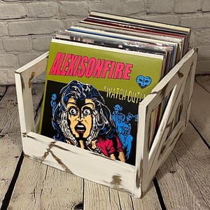 Vinyl Record Storage Crate | Retro Groove Case | LP Holder, Rustic Vinyl Storage Box