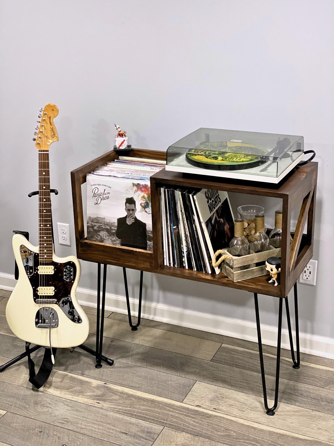 Turntable Bench Record Player Stand With Vinyl Storage Turntable Table LP Cabinet ...