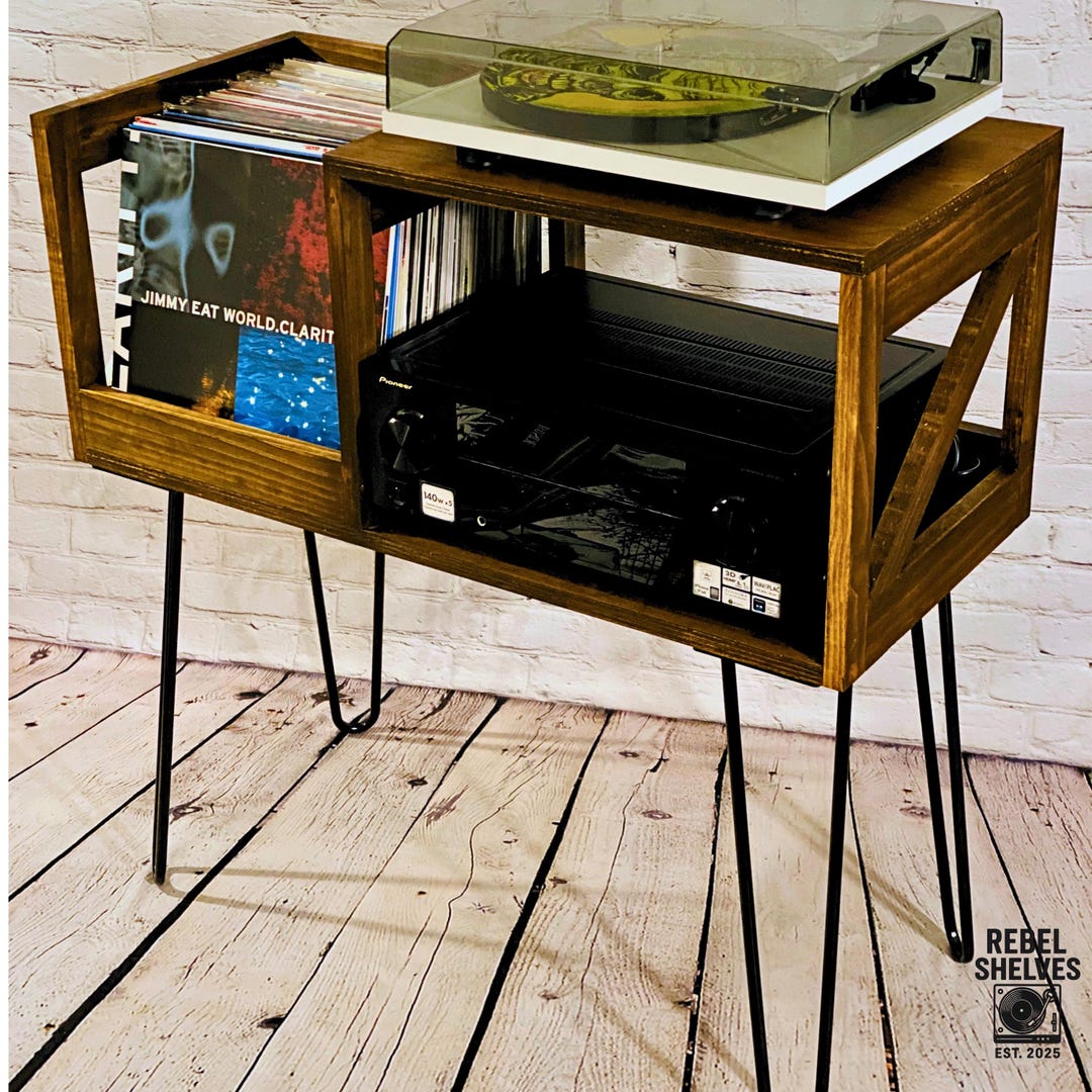 Music Rack Small The Tiny Rebel Vinyl Record Storage and Display Rack Turntable Stand ...