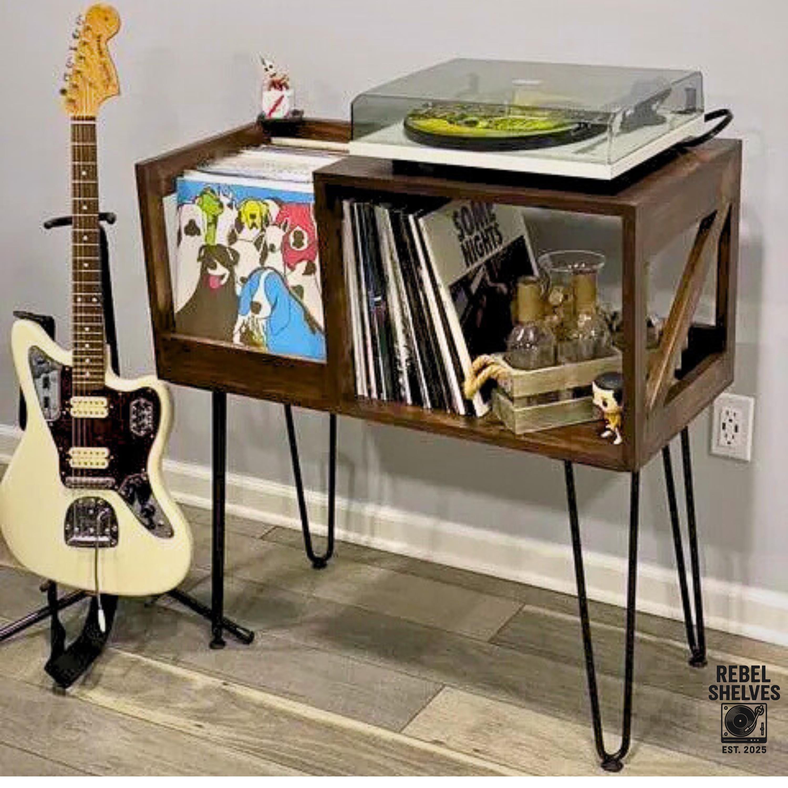 Turntable Bench Record Player Stand With Vinyl Storage Turntable Table LP Cabinet ...