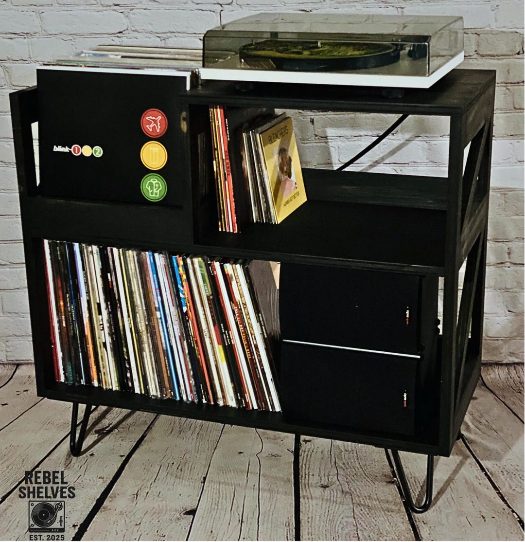 The Original Rebel Front Facing Two Shelf Vinyl Storage Rack Stand Home ...