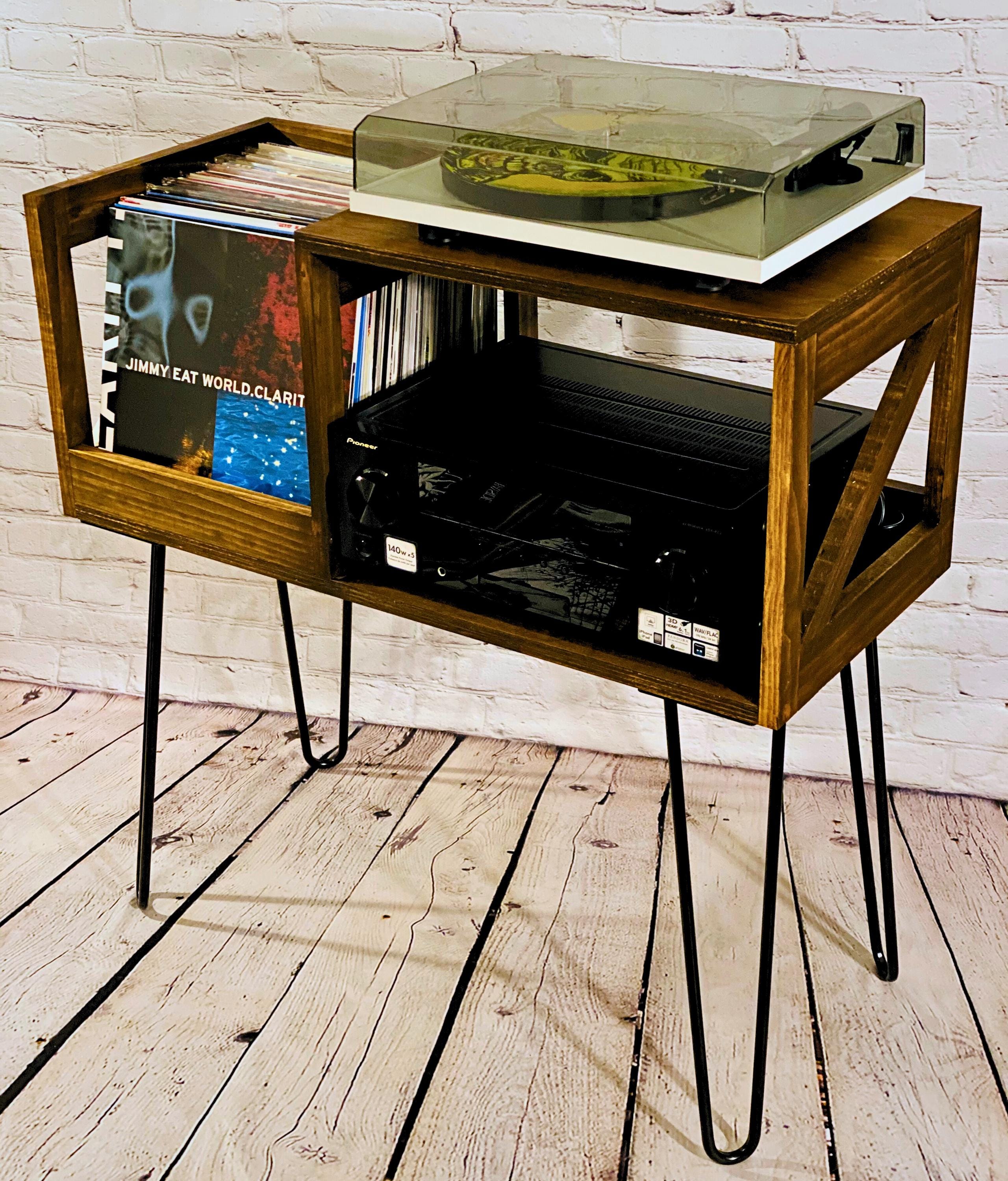 Turntable Bench Record Player Stand With Vinyl Storage Turntable Table LP Cabinet ...