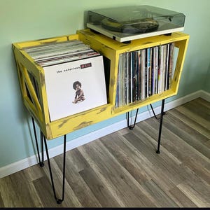 Vinyl Record Storage Crate and Display Shelf Furniture The Sonic Rebellion DISTRESSED Handmade LP Holder for Music Lovers and Collectors