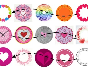 Heart Circles - 1 inch digital download