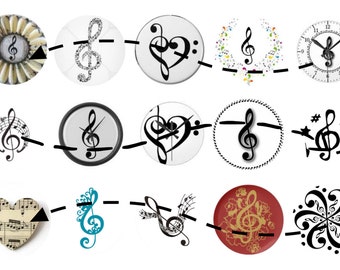 15 Treble Clef One Inch Circles for Digital Download