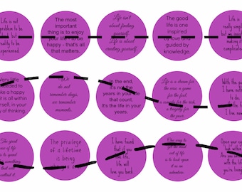 15 Life Quotes 1 inch images for bottle caps