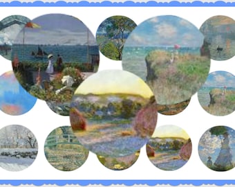Claude Monet paintings - 1 inch rounds