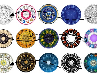 15 Zodiac One Inch Circles for Digital Download