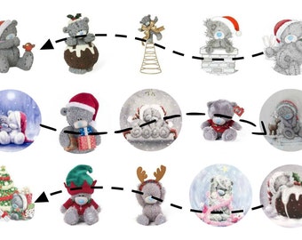Christmas Teddy 1 Inch Circles