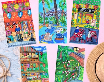 Vietnam Travel Postcard Set – Hoi An Lanterns & Tropical Art Prints