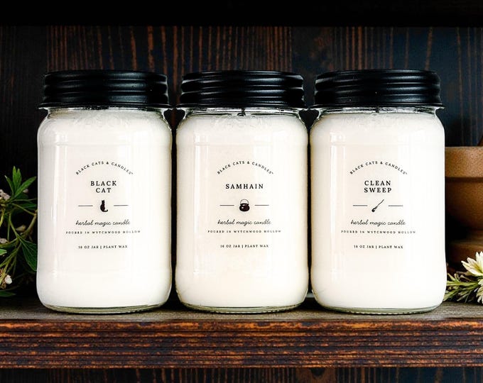 Confidence Candle: 8 oz, 16 oz Herbal Magick 100% Soy Candles