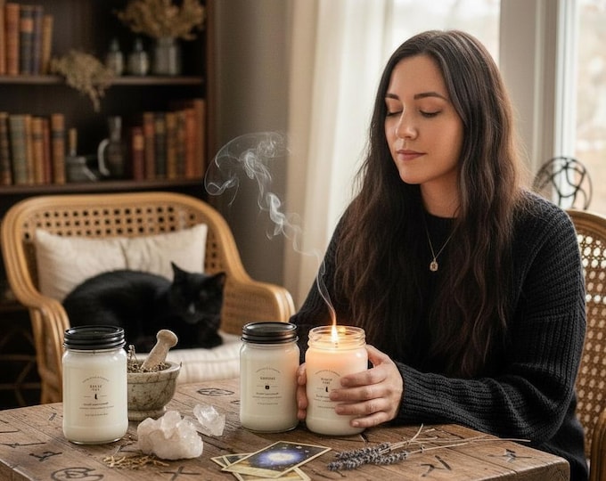 Handfasting Candle: 8 oz, 16 oz Herbal Magick 100% Soy Candles