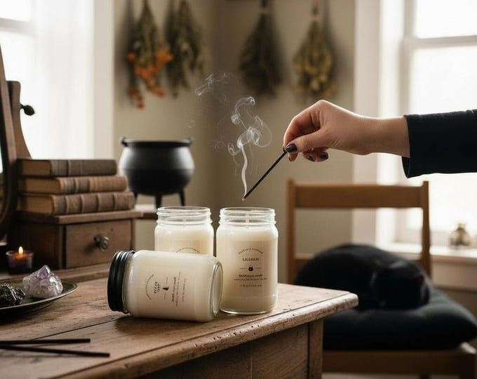 Courage Candle: 8 oz, 16 oz Herbal Magick 100% Soy Candles