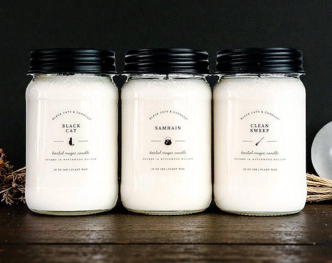 Bayberry Candle: 8 oz, 16 oz Herbal Magick 100% Soy Candles