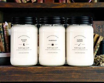 Manifest A Miracle Spell Candle: Reiki Charged Herbal Magick Soy Candle With Crystals