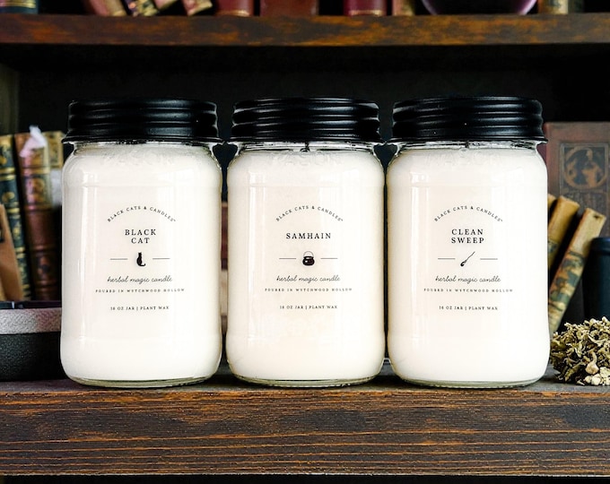 Power Candle: 8 oz, 16 oz Herbal Magick 100% Soy Candles