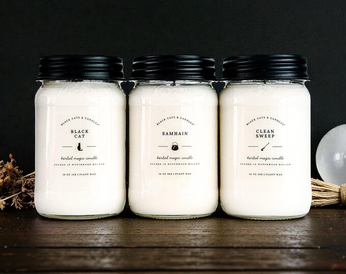 Yule Candle: 8 oz, 16 oz Herbal Magick 100% Soy Candles