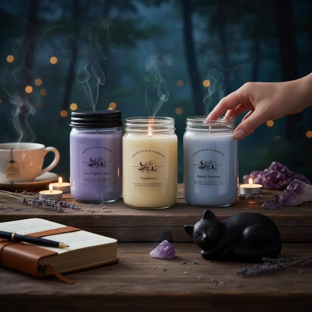 Sabbat Candles: Reiki Charged Herbal Magick Soy Candles With Crystals ...