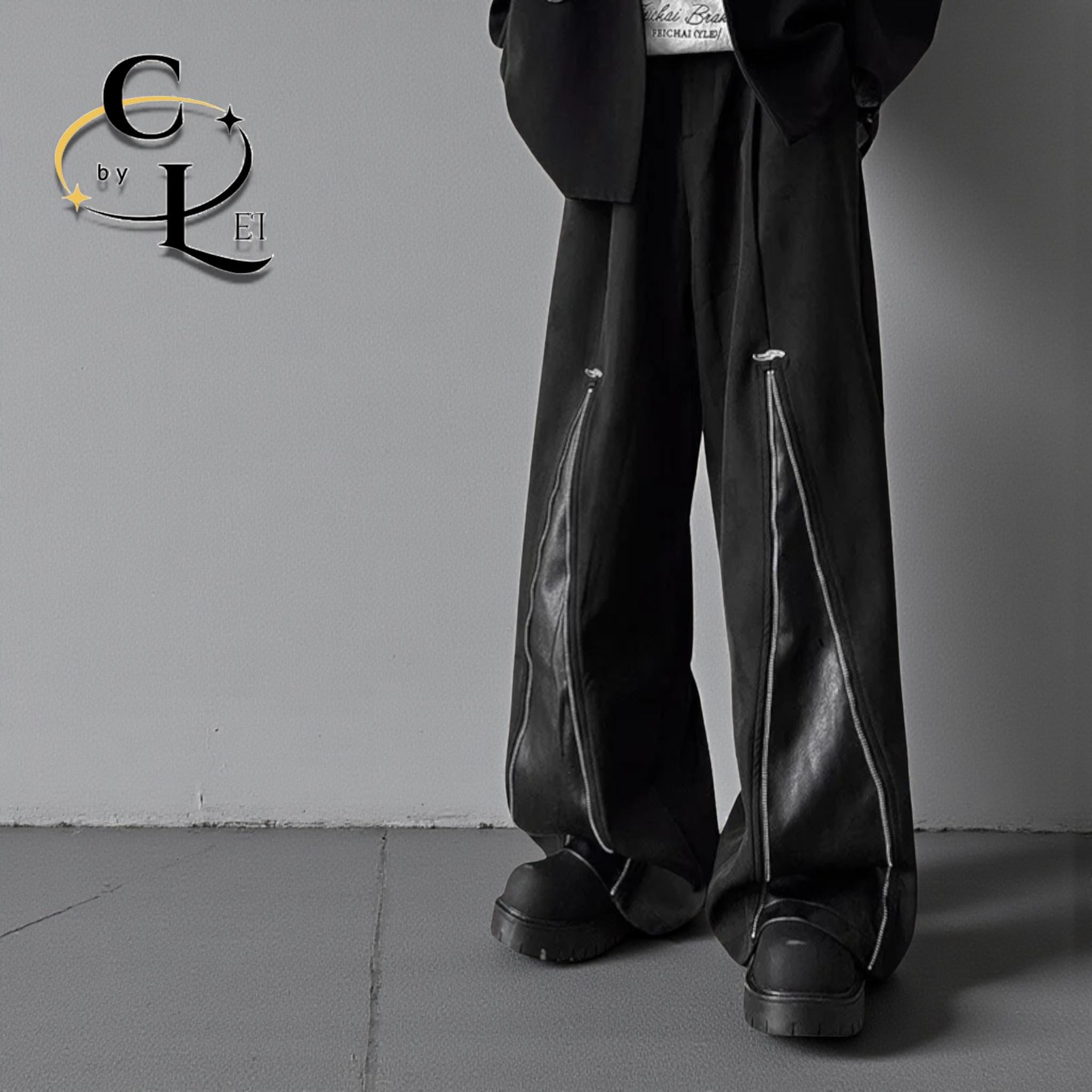 Baggy Black Pants | Patchwork Wide Leg Trousers | Oversized