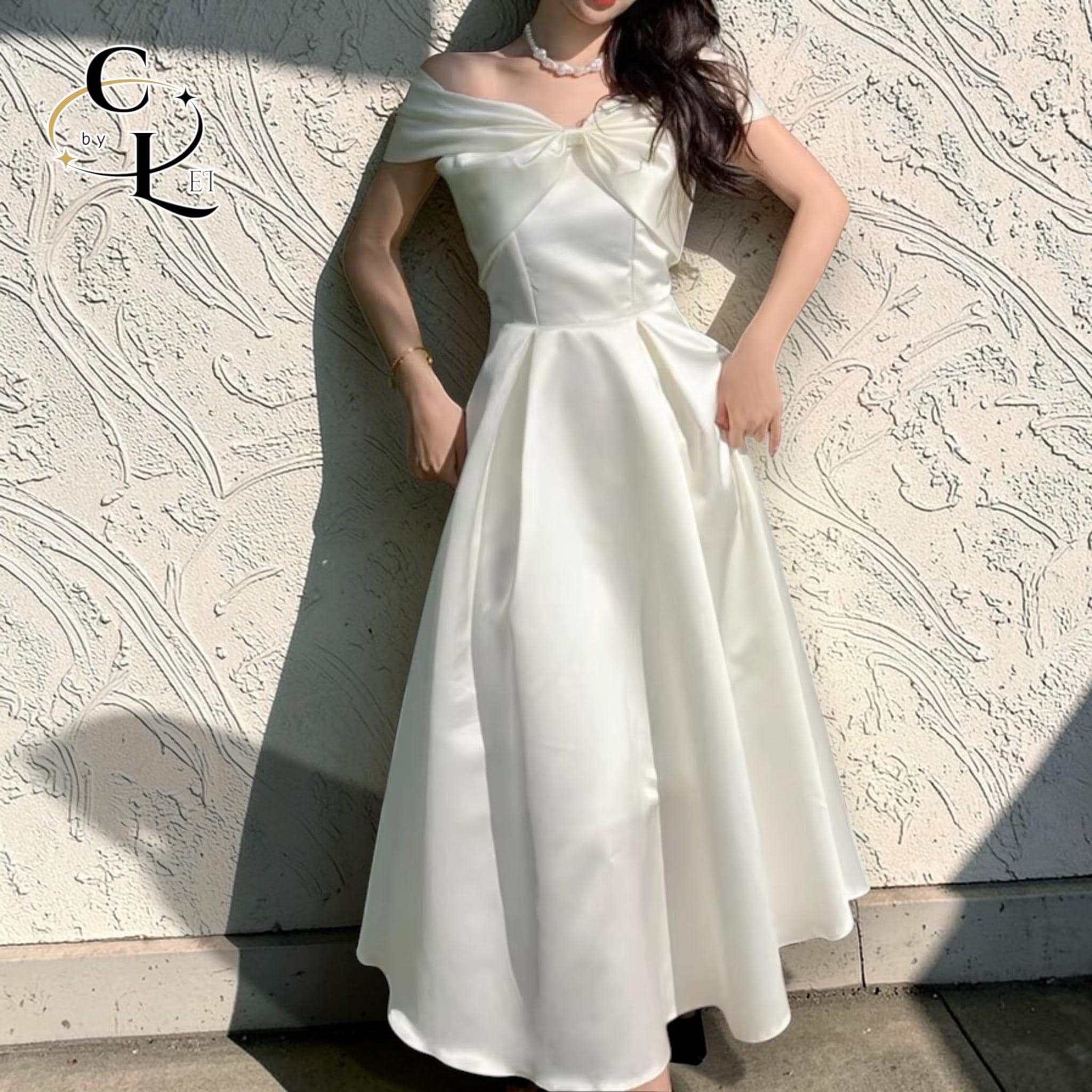 fitted lace wedding dress Women's Spring Real Silk Dress,Beautiful Korean Style Printed Elegant Dress  Light gray9 XS at Amazon Women's Clothing store main image 1