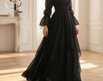 Victorian Gothic Dress | Ruffle Maxi Evening Outfit |  Romantic Alt Fashion