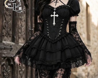 Strapless Gothic Corset Dress – Lace Patchwork Backless Party Mini Skirt Style