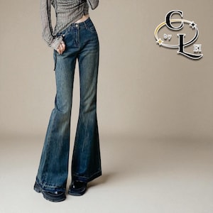 Women Denim Jeans | High Waist Slim Fit | Casual Streetwear Pants | Vintage Flare Jeans | Gift for Her