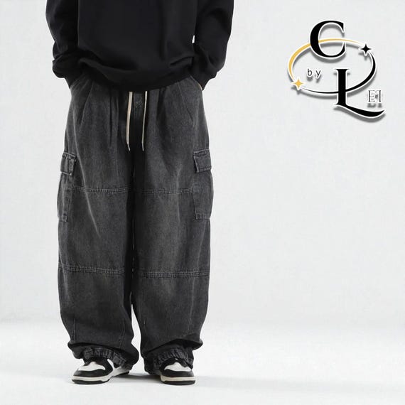 Baggy Cargo Denim Jeans | Oversized Wide Leg Streetwear Pants | Y2K Grunge Hip-Hop Trousers