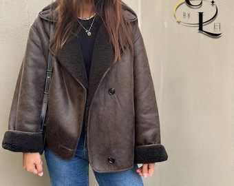 VINTAGE Late 1990s - Super Soft & Cozy Gallery Brown Leather Faux  display picture 1