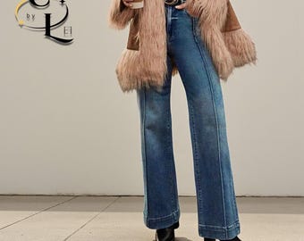 Jeans met rechte pijpen | Denim broek met hoge taille | Dagelijkse kleding | Y2K-chique kleding