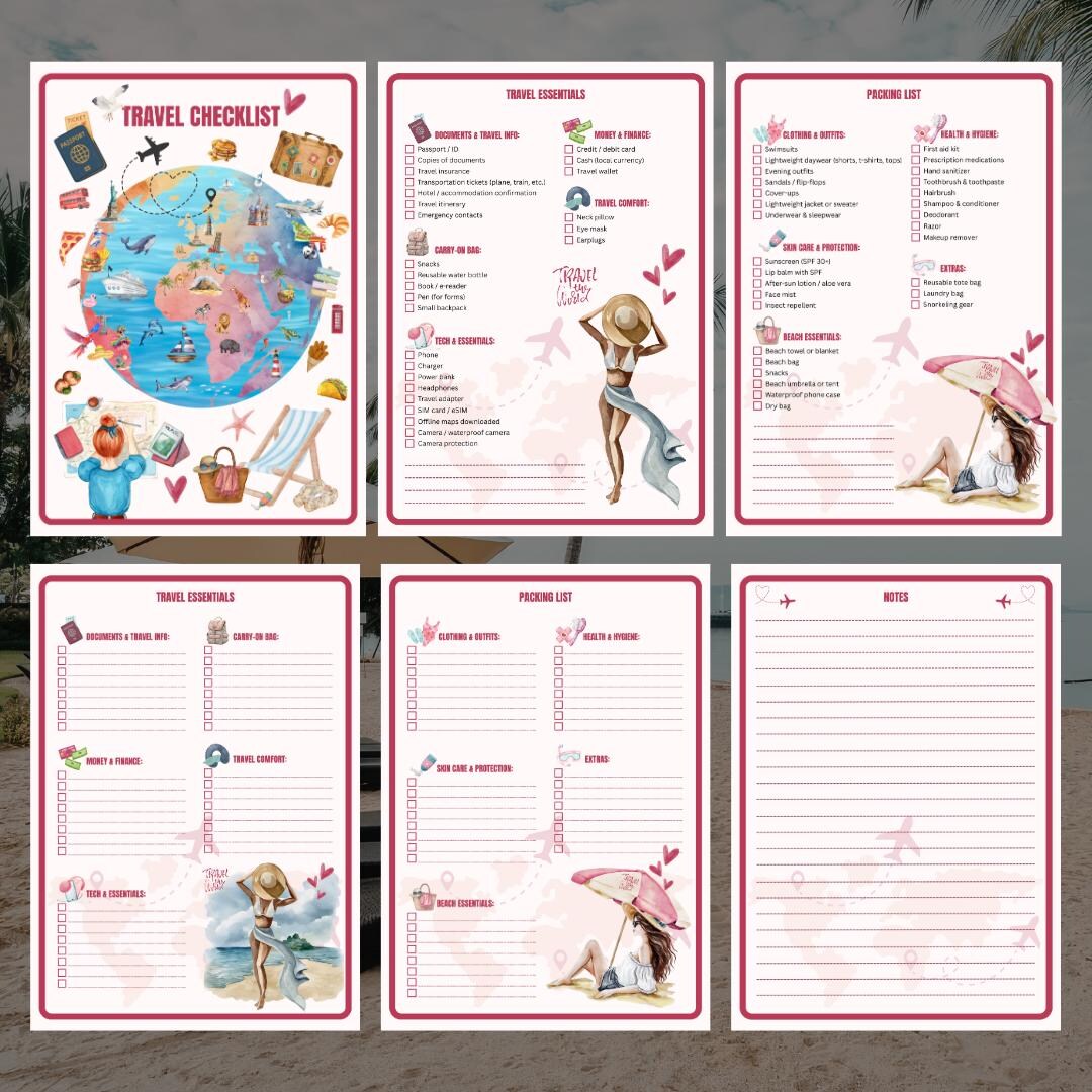 Travel Checklist Printable PDF | Minimalist Packing List Planner ...