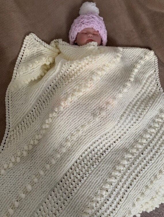 Corner to corner baby blanket knit sale