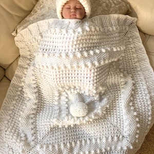 Patrón de tejido de manta de bebé en PDF para BEBÉ DE INVIERNO