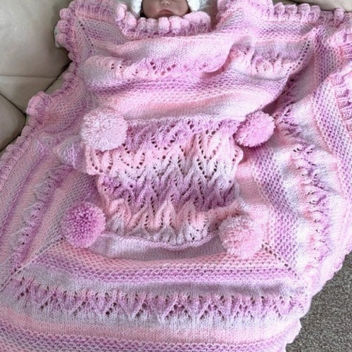 Lottie Baby Blanket Knitting Pattern PDF Copy. A Pretty Lace Etsy