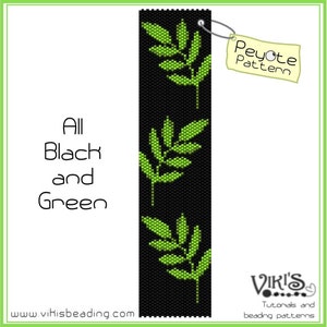 Peyote Pattern: All Black and Green cuff bracelet INSTANT DOWNLOAD pdf New Discount codes image 1