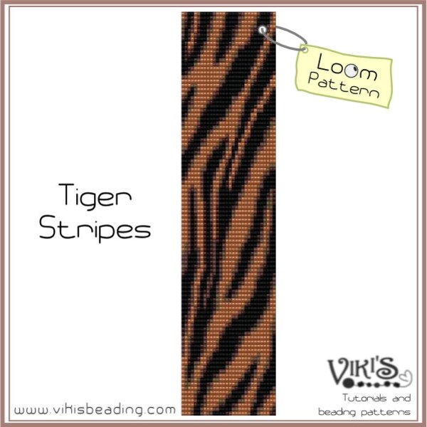 Loom Pattern: Tiger Stripes bracelet - INSTANT DOWNLOAD pdf - Multibuy savings with coupon codes - bl23