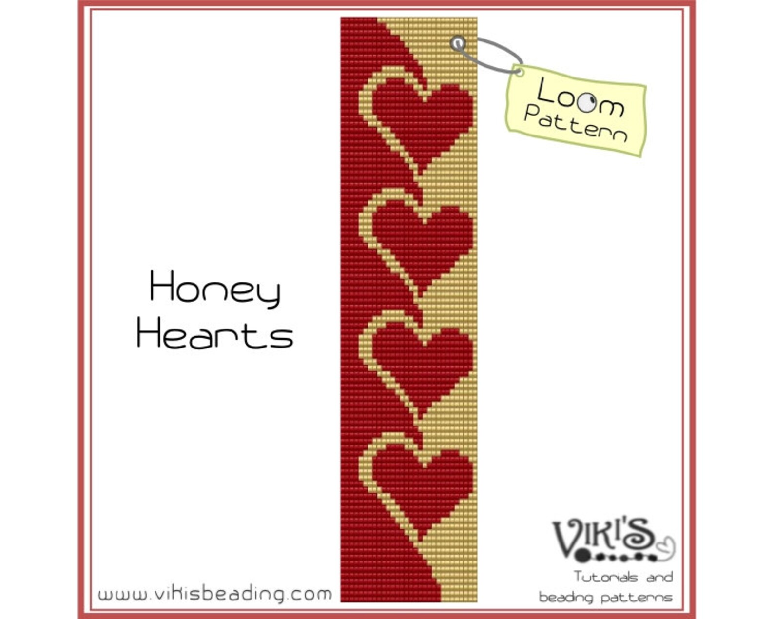 Bead Loom Pattern Honey Hearts INSTANT DOWNLOAD Pdf New Etsy
