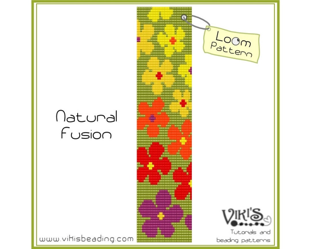 Loom Pattern Natural Fusion for Cuff Bracelet INSTANT DOWNLOAD Pdf