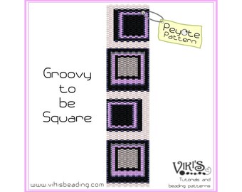 Peyote Pattern: Groovy to be Square - for cuff bracelet - INSTANT DOWNLOAD pdf -Discount codes are available