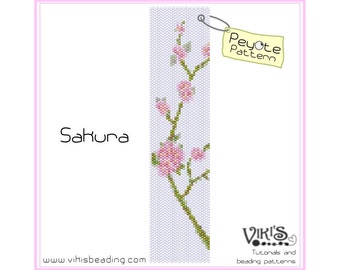 Sakura - Peyote Pattern for cuff bracelet - INSTANT DOWNLOAD pdf - Multibuy savings with coupon codes
