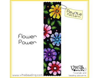 Flower Power: Peyote Stitch bracelet Pattern - INSTANT DOWNLOAD pdf / Special offer with voucher code