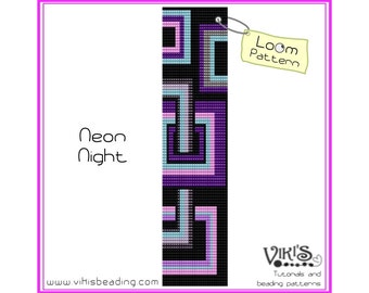 Loom Bracelet Pattern: Neon Night - INSTANT DOWNLOAD pdf -Discount codes are available