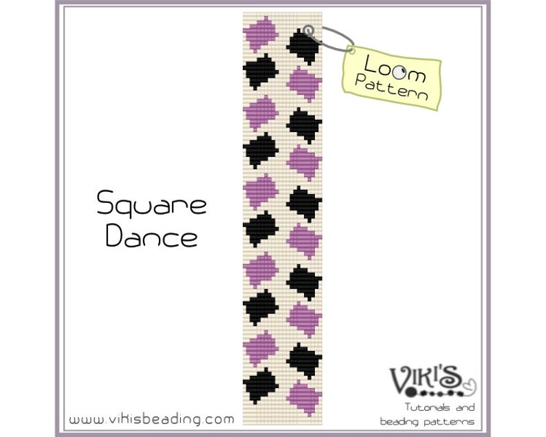 Loom Bracelet Pattern: Square Dance INSTANT DOWNLOAD pdf Discount codes are available image 1