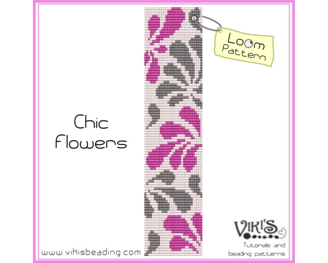 Pattern for Loom Chic Flowers Cuff Bracelet INSTANT DOWNLOAD Pdf